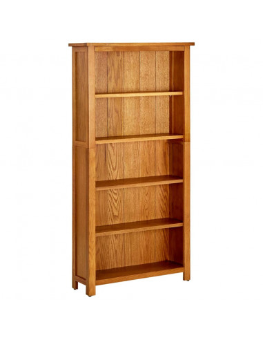Libreria a 5 Ripiani 70x22x140 cm in Legno Massello di Rovere