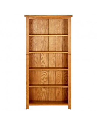 Libreria a 5 Ripiani 70x22x140 cm in Legno Massello di Rovere