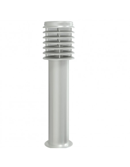 Lampade da Terra Esterni con Presa 3 pz Argento 60 cm Acciaio