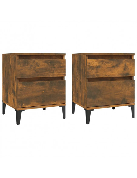Comodini 2pz Rovere Fumo 40x35x50 cm