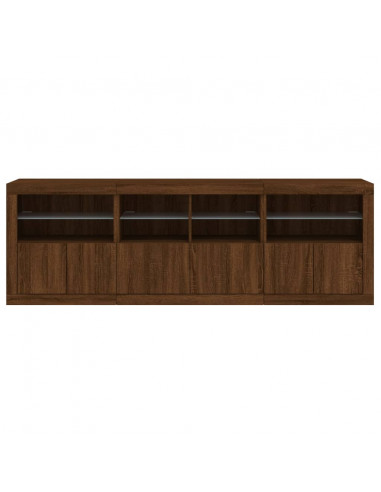 Credenza con Luci LED Rovere Marrone 202x37x67 cm