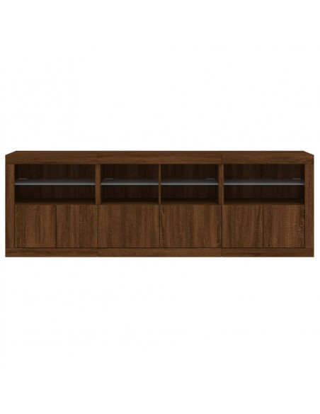 Credenza con Luci LED Rovere Marrone 202x37x67 cm