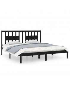 Giroletto Nero in Legno Massello di Pino 200x200 cm 2