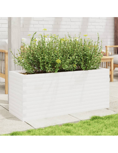 Fioriera da Giardino Bianca 110x40x45,5 cm Legno Massello Pino