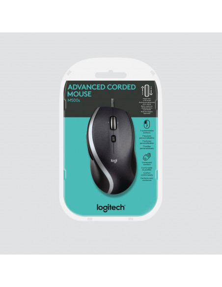 Logitech Corded M500S mouse Ufficio Mano destra USB tipo A Ottico 4000 DPI
