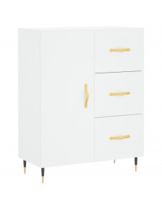 Credenza Bianca 69,5x34x180 cm in Legno Multistrato 2