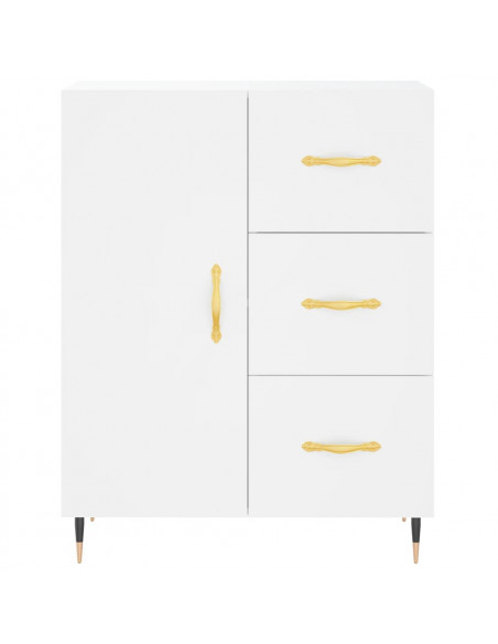 Credenza Bianca 69,5x34x180 cm in Legno Multistrato