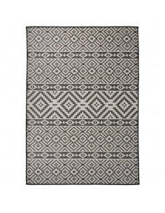 Tappeto da Esterni a Tessitura Piatta 120x170 cm Strisce Nere 2