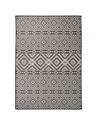 Tappeto da Esterni a Tessitura Piatta 120x170 cm Strisce Nere