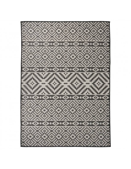 Tappeto da Esterni a Tessitura Piatta 120x170 cm Strisce Nere