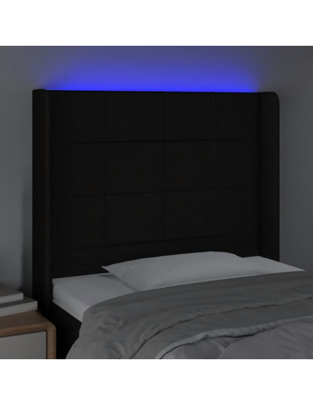 Testiera a LED nero 93x16x118/128 cm in Tessuto