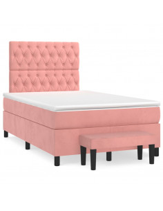 Giroletto a Molle con Materasso Rosa 120x200 cm in Velluto 2