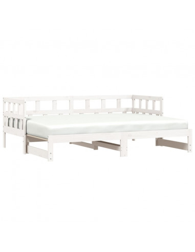 Divano Letto con Letto Estraibile Bianco 90x190cm Massello Pino
