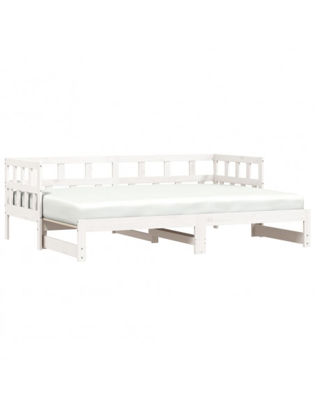 Divano Letto con Letto Estraibile Bianco 90x190cm Massello Pino