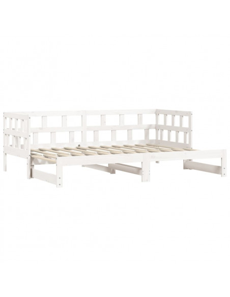 Divano Letto con Letto Estraibile Bianco 90x190cm Massello Pino