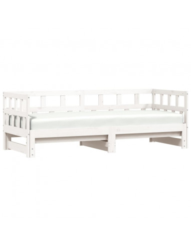 Divano Letto con Letto Estraibile Bianco 90x190cm Massello Pino