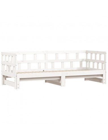 Divano Letto con Letto Estraibile Bianco 90x190cm Massello Pino
