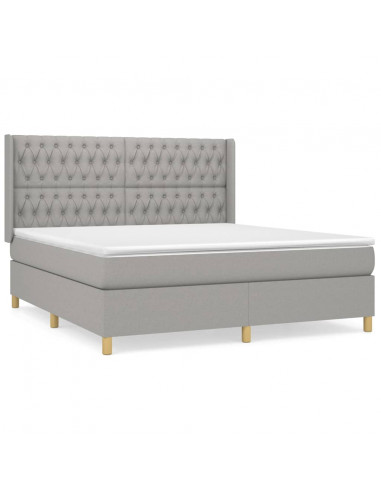 Giroletto a Molle con Materasso Grigio Chiaro180x200 cm Tessuto