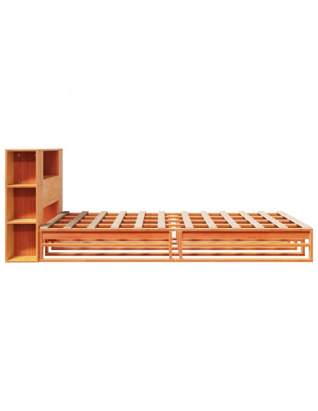 Letto Libreria senza Materasso Marrone Cera 140x190 cm Legno