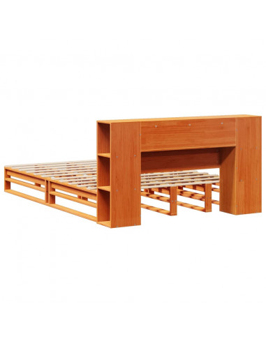 Letto Libreria senza Materasso Marrone Cera 140x190 cm Legno