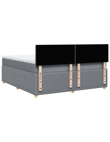 Giroletto a Molle con Materasso Grigio Chiaro180x200 cm Tessuto