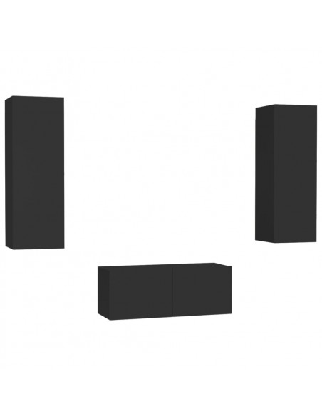 Set di Mobili Porta TV 3 pz Nero in Legno Multistrato