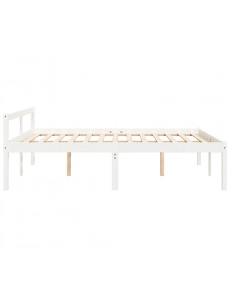 Letto per Anziani Bianco 160x200 cm in Legno Massello di Pino