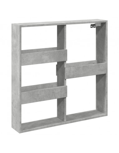 Armadietto a Muro Grigio Cemento 80x15x80 cm Legno Multistrato