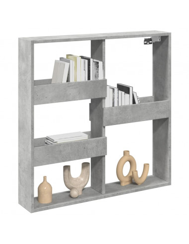 Armadietto a Muro Grigio Cemento 80x15x80 cm Legno Multistrato