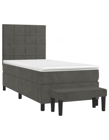 Giroletto a Molle con Materasso Grigio Scuro 80x200 cm Velluto