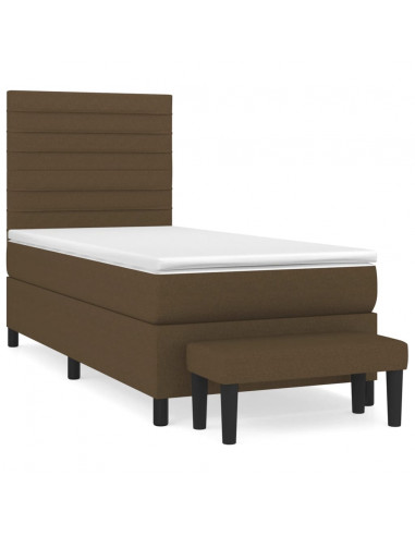 Giroletto a Molle con Materasso Marrone Scuro 90x190cm Tessuto