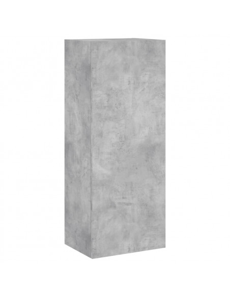 Mobili TV a Muro con LED 4pz Grigio Cemento Legno Multistrato