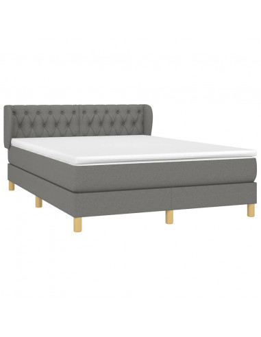 Giroletto a Molle con Materasso Grigio Scuro 140x200cm Tessuto