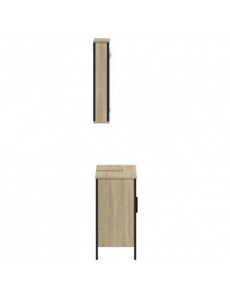 Set Mobili da Bagno 2 pz Rovere Sonoma in Legno Multistrato
