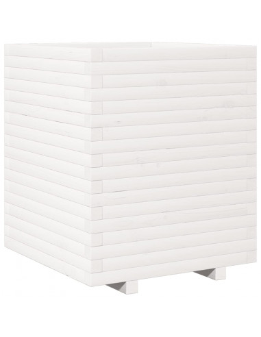 Fioriera da Giardino Bianca 60x60x72 m Legno Massello di Pino