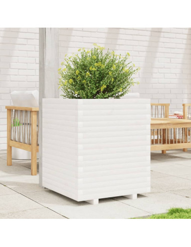 Fioriera da Giardino Bianca 60x60x72 m Legno Massello di Pino