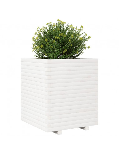 Fioriera da Giardino Bianca 60x60x72 m Legno Massello di Pino