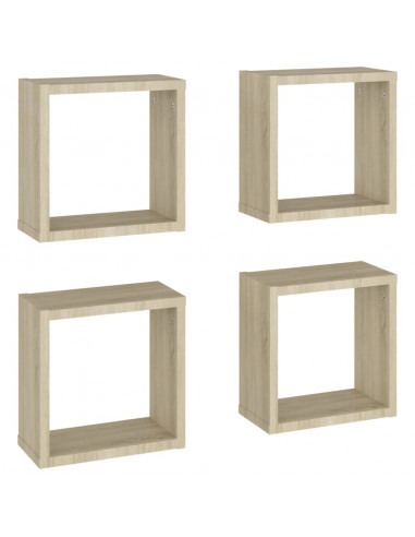 Mensole a Cubo 4 pz Rovere Sonoma 30x15x30 cm