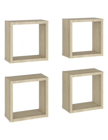 Mensole a Cubo 4 pz Rovere Sonoma 30x15x30 cm