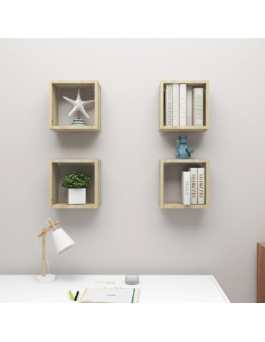 Mensole a Cubo 4 pz Rovere Sonoma 30x15x30 cm