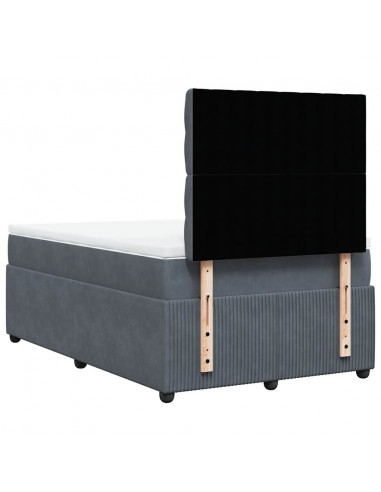 Giroletto a Molle con Materasso Grigio Scuro 120x190 cm Velluto