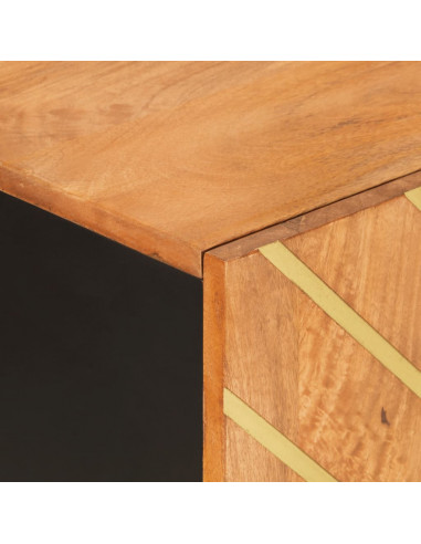 Credenza Marrone e Nera 90x33,5x75cm in Legno Massello di Mango