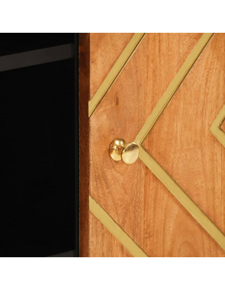 Credenza Marrone e Nera 90x33,5x75cm in Legno Massello di Mango