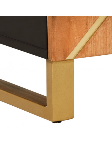 Credenza Marrone e Nera 90x33,5x75cm in Legno Massello di Mango