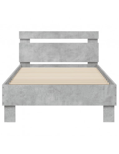 Giroletto con Testiera e LED Grigio Cemento 90x200 cm