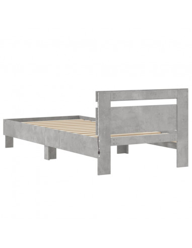 Giroletto con Testiera e LED Grigio Cemento 90x200 cm