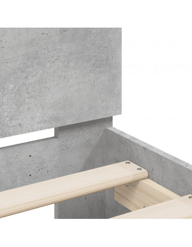 Giroletto con Testiera e LED Grigio Cemento 90x200 cm