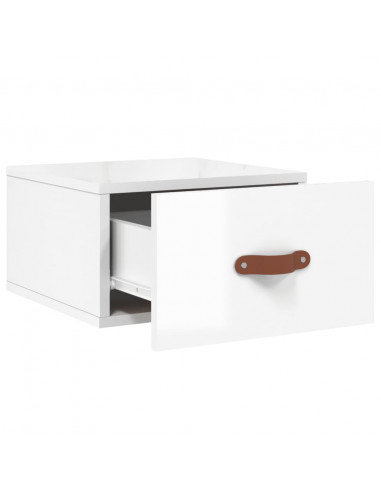 Comodini a Muro 2 pz Bianco Lucido 35x35x20 cm