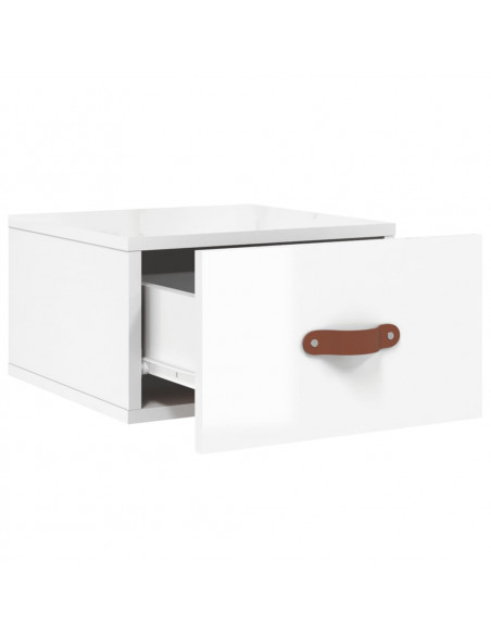 Comodini a Muro 2 pz Bianco Lucido 35x35x20 cm