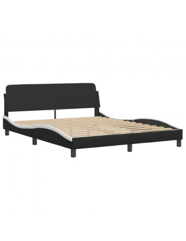 Letto con Materasso Nero e Bianco 160x200cm Similpelle